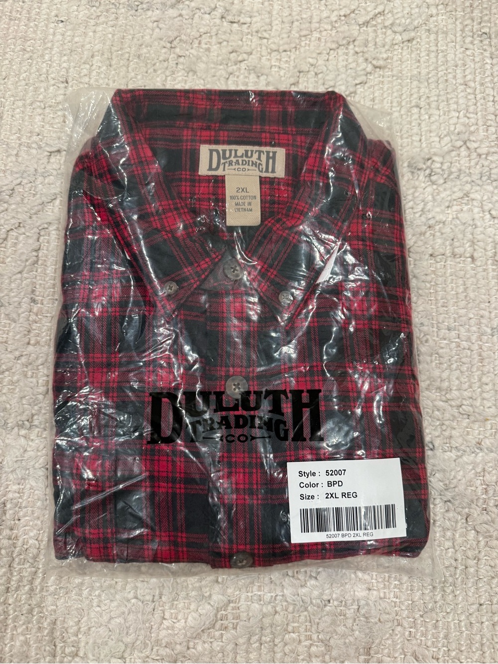 Duluth Trading Free Swingin' Flannel Shirt Red Black Tartan 2XL New Sealed